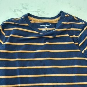 Tommy Bahama Kids Navy and Gold Striped Shirt
